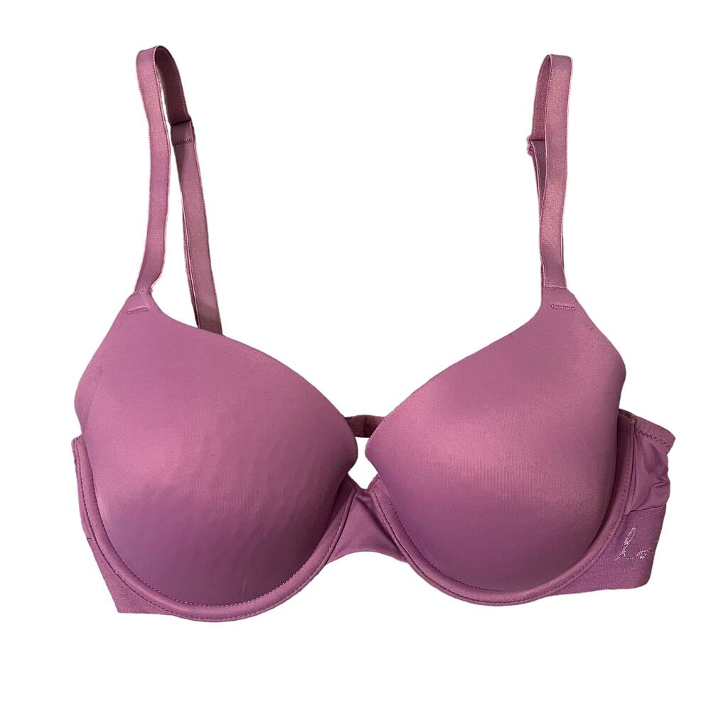 PINK Lilac Purple Wear Everywhere Lightly Lined T-Shirt Logo Band Bra Size 32DD